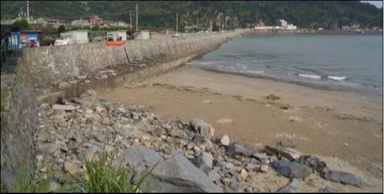 鲜叠大坝海堤安全生态建设及沙滩整治工程修复前