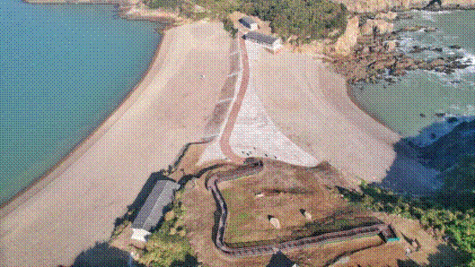 整治后的帽羽砂岸滩鸟瞰图