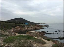 蓝湾整治涵碧楼-金沙滩段“修慢道”前（左）